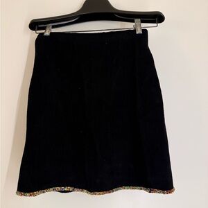 Sandro Black Mini Skirt with Multicolor Hem
